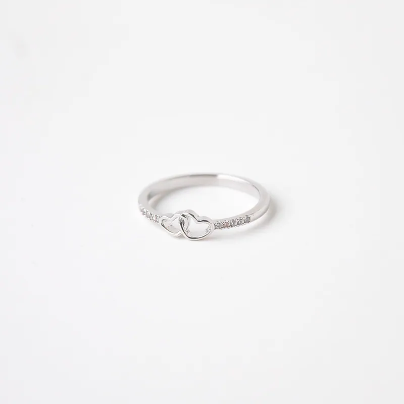 Silver Plated/鏤空心環尾戒