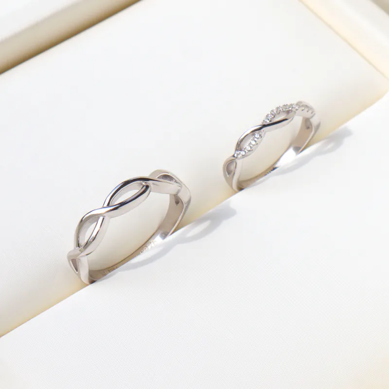 Silver Plated/雙織．波浪曲線對戒 (男) 4