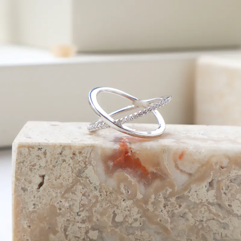 Silver Plated/環繞光軌戒指 4