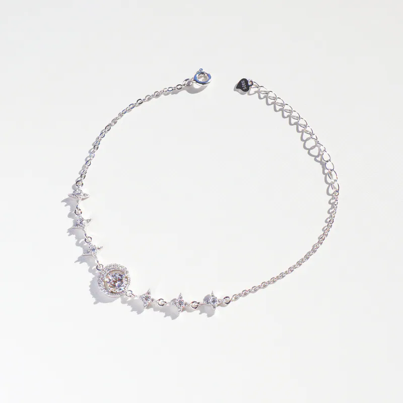 Silver Plated/星月光芒莫桑鑽手鍊 2