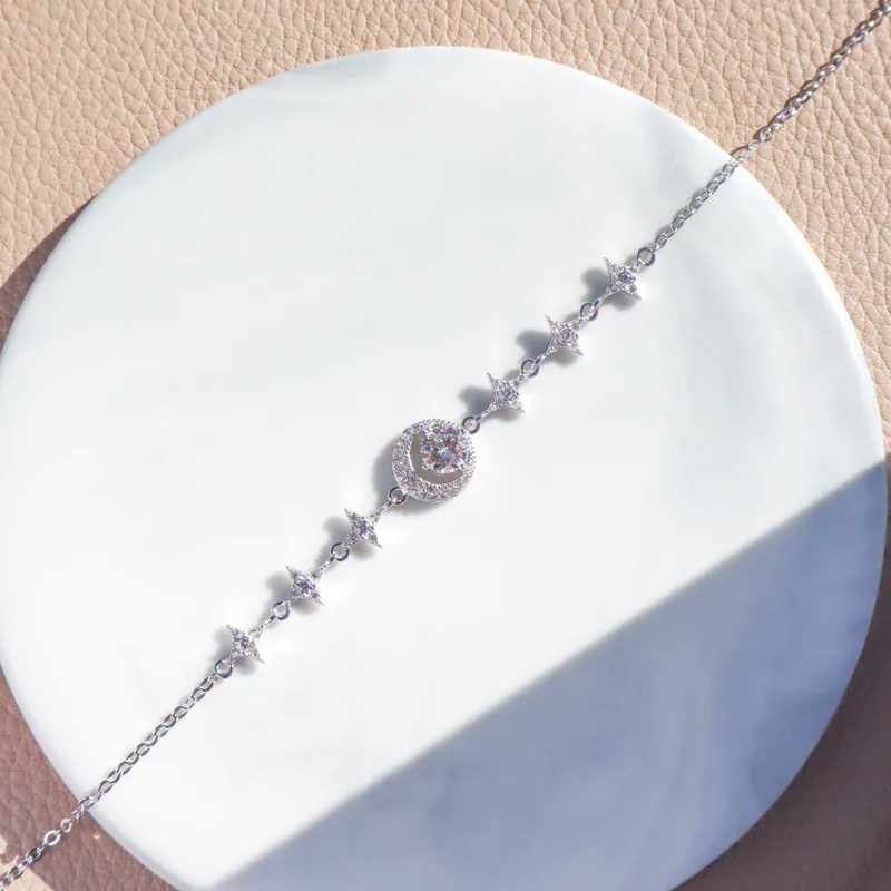 Silver Plated/星月光芒莫桑鑽手鍊 3