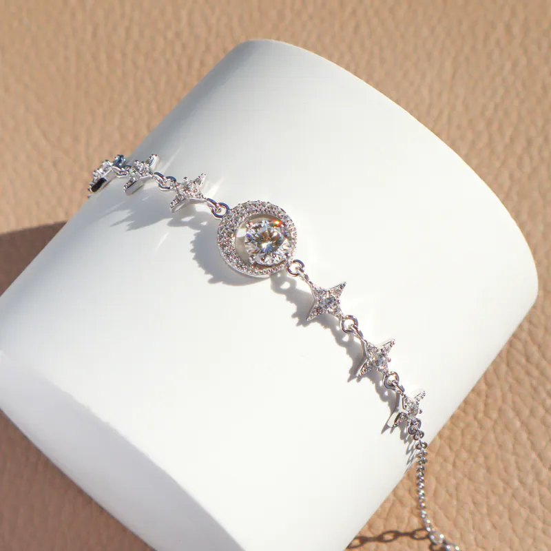 Silver Plated/星月光芒莫桑鑽手鍊 4