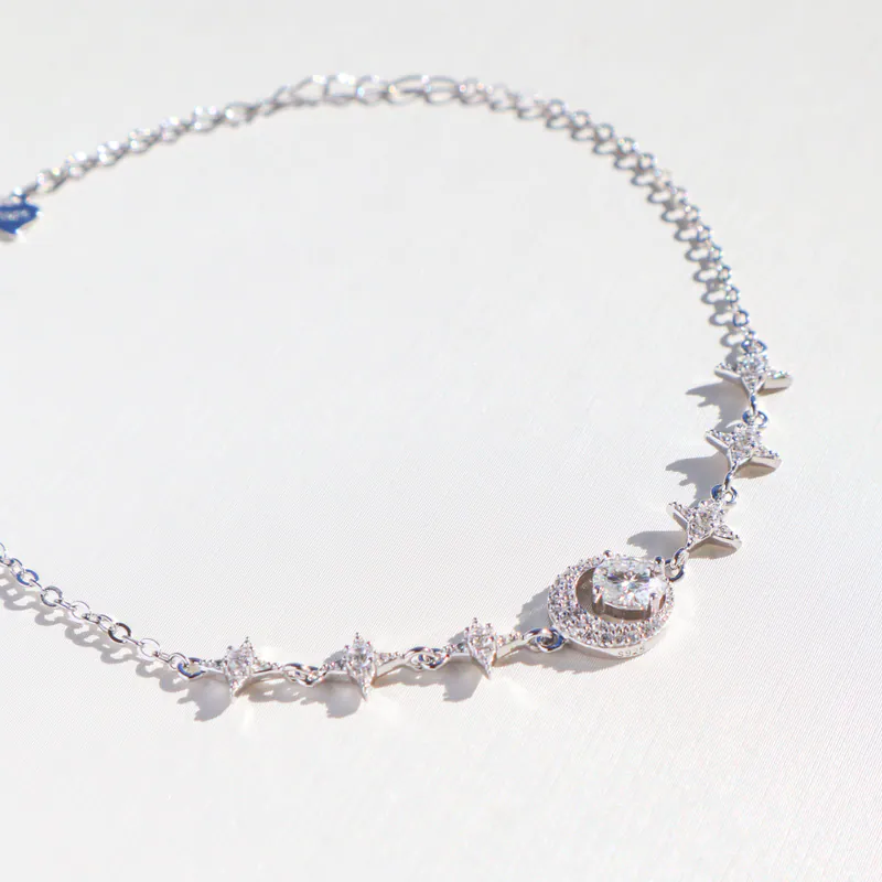 Silver Plated/星月光芒莫桑鑽手鍊 5