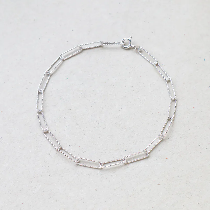 Silver Plated/閃銀系列 - 光刻方環手鍊 2