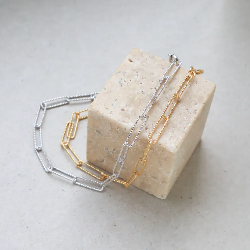 Silver Plated/閃銀系列 - 光刻方環手鍊 4