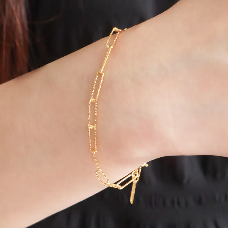 Silver Plated/閃銀系列 - 光刻方環手鍊 6