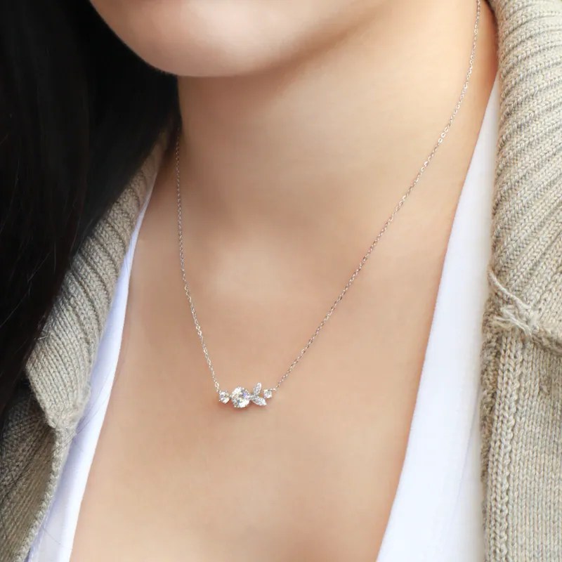 Silver Plated/葉隙微光．莫桑鑽項鍊 2