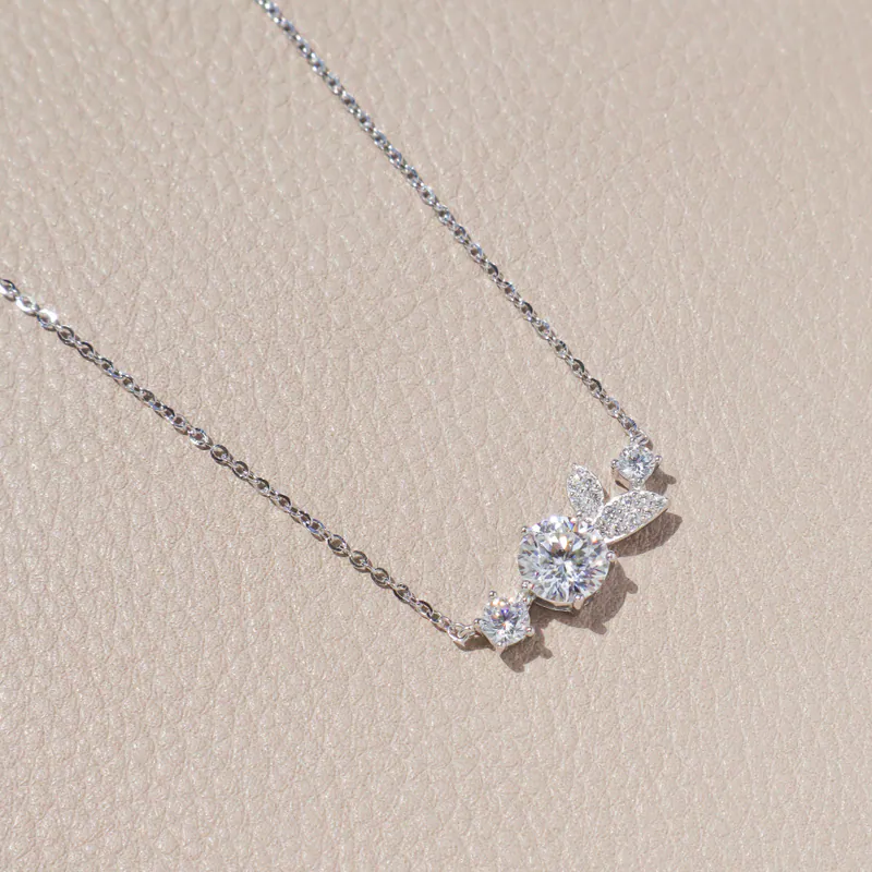 Silver Plated/葉隙微光．莫桑鑽項鍊 5