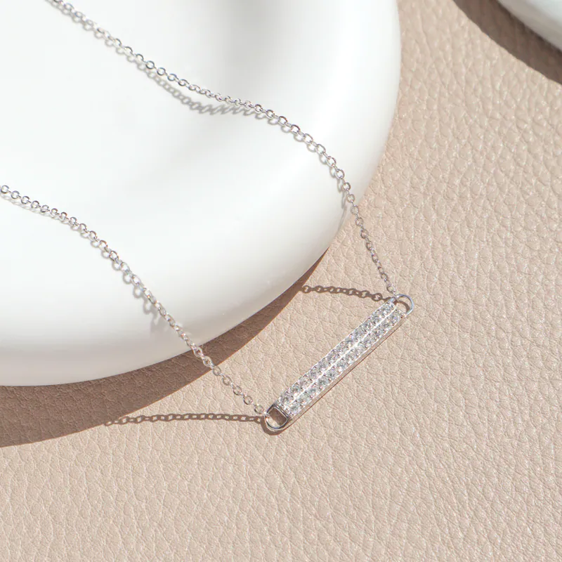 Silver Plated/光序排鑽．莫桑鑽項鍊