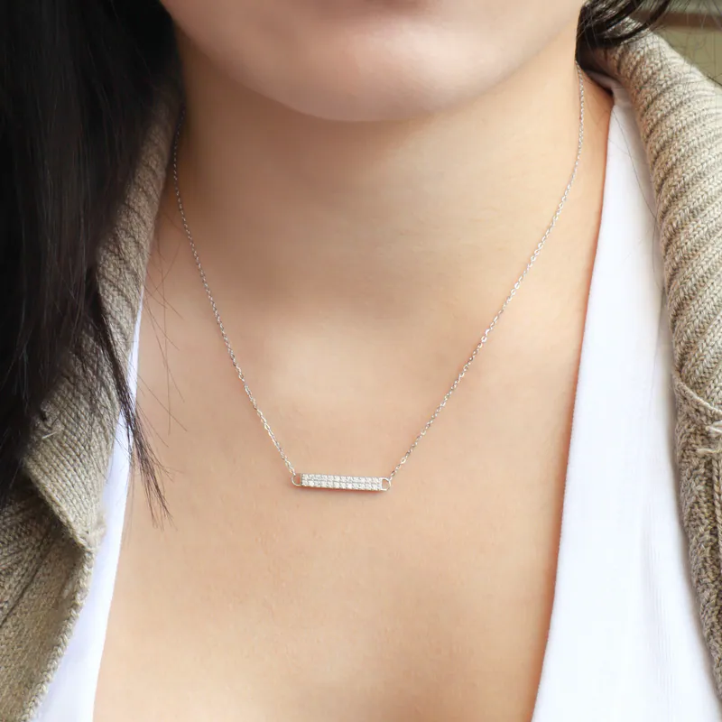 Silver Plated/光序排鑽．莫桑鑽項鍊 2