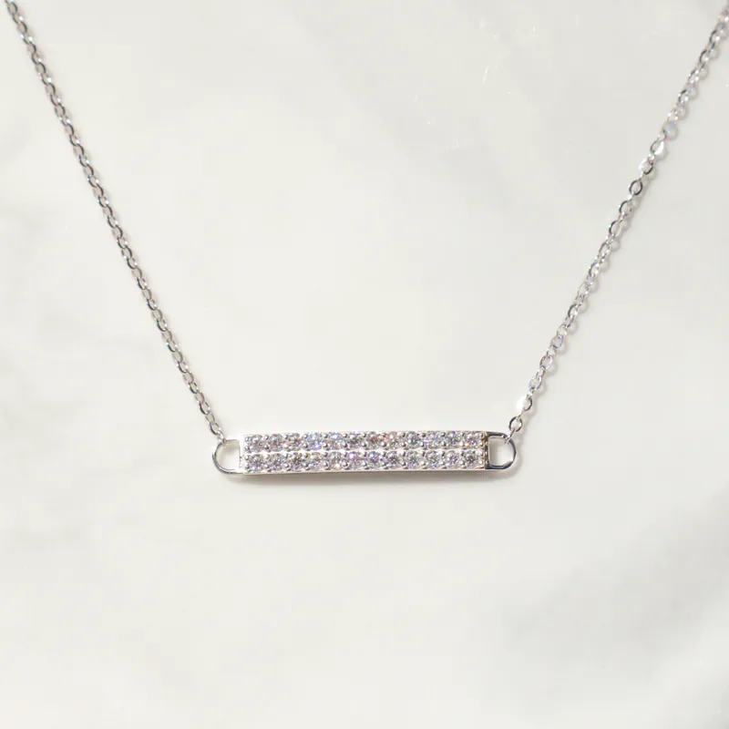 Silver Plated/光序排鑽．莫桑鑽項鍊 3