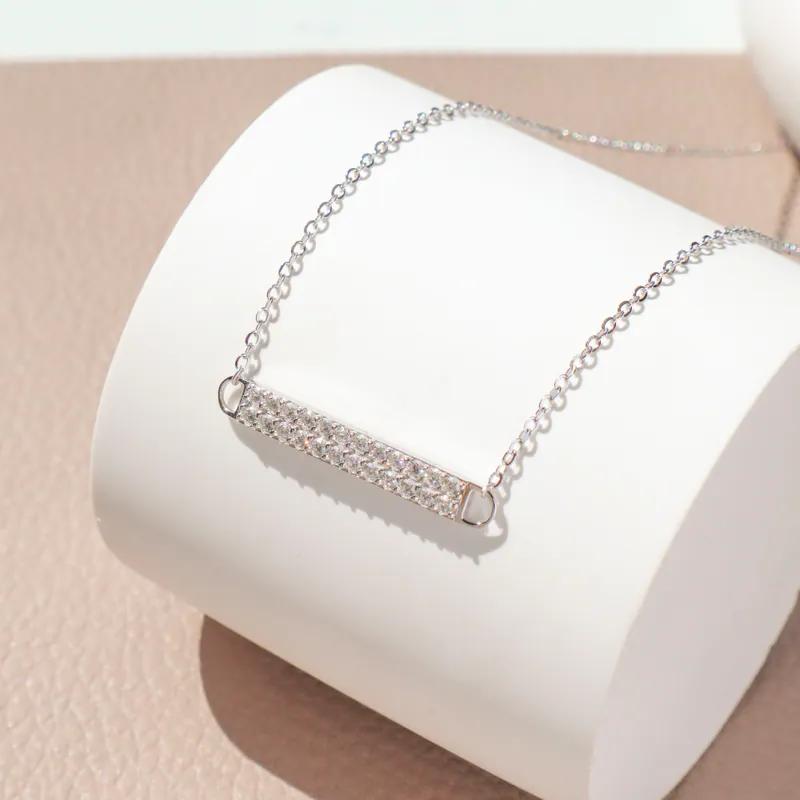 Silver Plated/光序排鑽．莫桑鑽項鍊 4