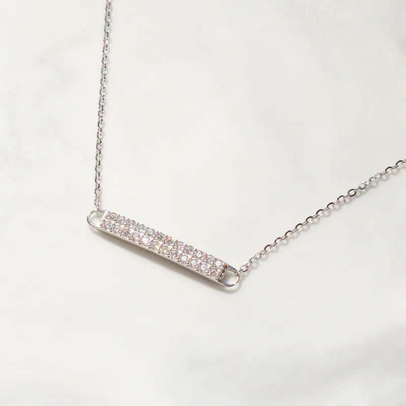 Silver Plated/光序排鑽．莫桑鑽項鍊 5