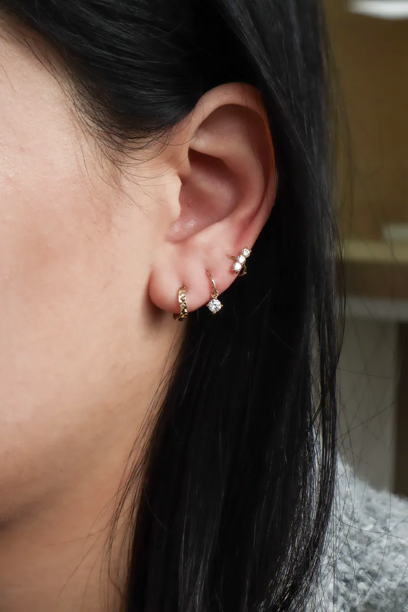 Silver Plated/經典掛鑽圈式耳環 2