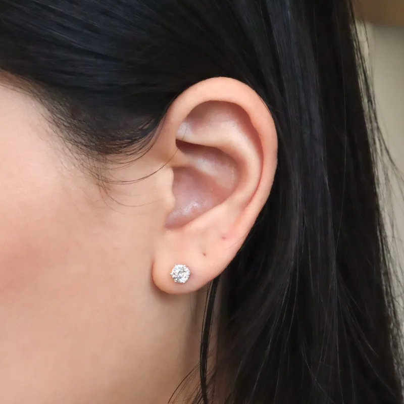 Silver Plated/經典單鑽莫桑鑽耳環 3