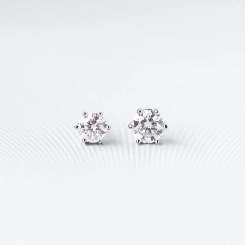 Silver Plated/經典單鑽莫桑鑽耳環 7