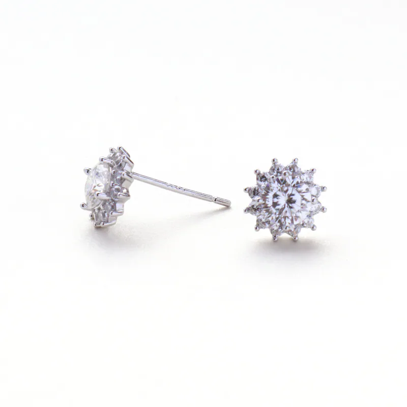 Silver Plated/太陽光芒．莫桑鑽耳環