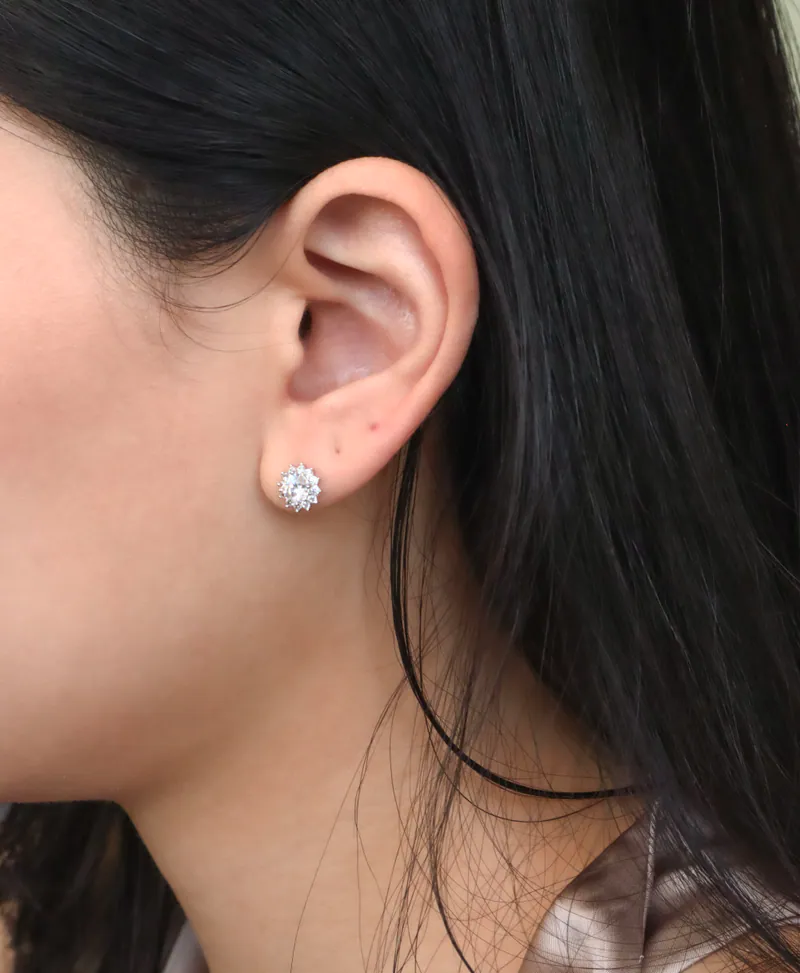 Silver Plated/太陽光芒．莫桑鑽耳環 2