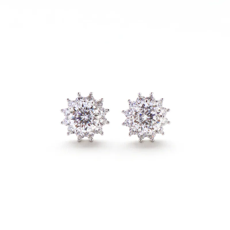 Silver Plated/太陽光芒．莫桑鑽耳環 3