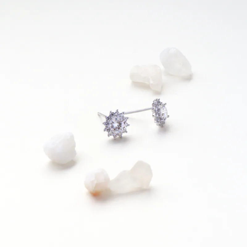 Silver Plated/太陽光芒．莫桑鑽耳環 4