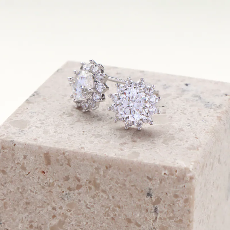 Silver Plated/太陽光芒．莫桑鑽耳環 7